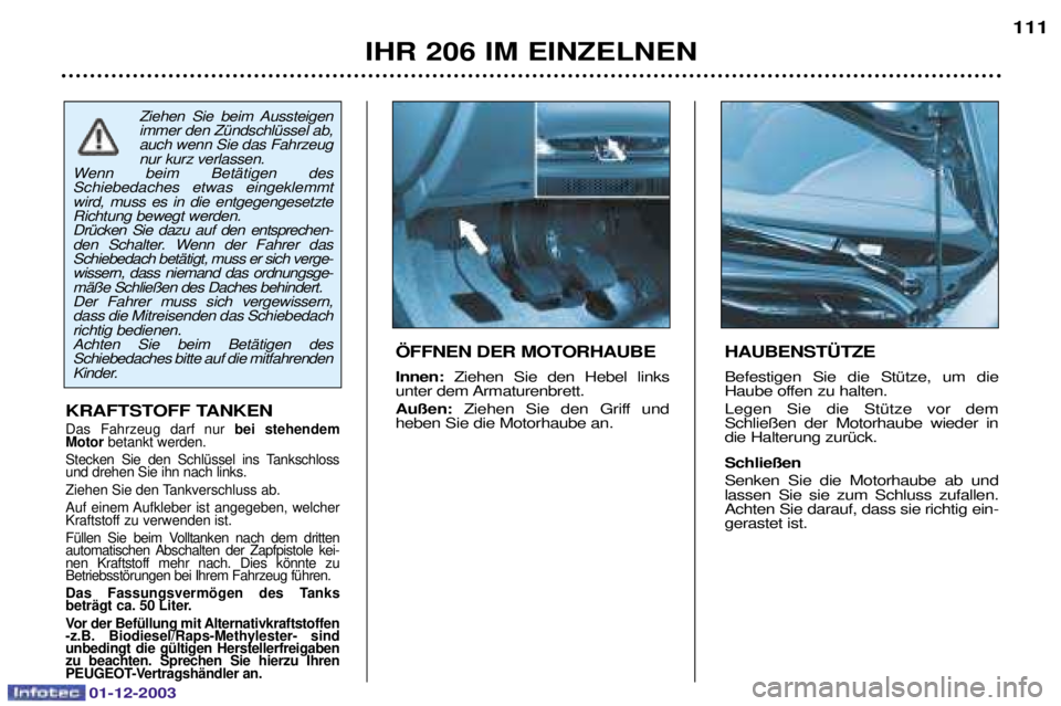 PEUGEOT 206 2003.5 Betriebsanleitungen (in German) 01-12-2003
IHR 206 IM EINZELNEN111
HAUBENST†TZE
*
, ,
5
&
@ , ,
,3 /
+
5
PEUGEOT 206 2003.5 Betriebsanleitungen (in German) 01-12-2003
IHR 206 IM EINZELNEN111
HAUBENST†TZE
*
, ,
5
&
@ , ,
,3 /
+
5
