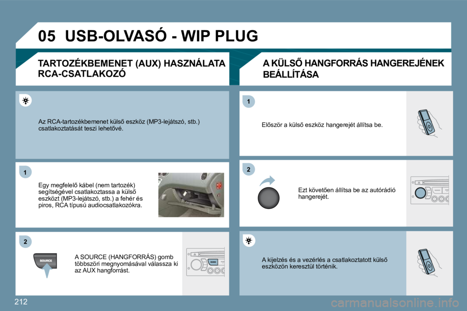 PEUGEOT 207 2010  Kezelési útmutató (in Hungarian) �2�1�2
�0�5
�1�1
�2�2
�2�2
�1�1
� �A� �k�i�j�e�l�z�é�s� �é�s� �a� �v�e�z�é�r�l�é�s� �a� �c�s�a�t�l�a�k�o�z�t�a�t�o�t�t� �k�ü�l�s5� �e�s�z�k�ö�z�ö�n� �k�e�r�e�s�z�t�ü�l� �t�ö�r�t�é�n�i�k�.� 