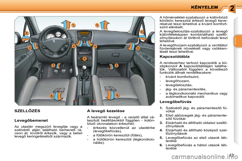 PEUGEOT 207 2010  Kezelési útmutató (in Hungarian) 43
�S�Z�E�L�L4�Z�É�S� � � �A� �l�e�v�e�g5� �k�e�z�e�l�é�s�e�  
� �A�  �b�e�á�r�a�m�l�ó�  �l�e�v�e�g5�  �-�  �a�  �v�e�z�e�t5�  �á�l�t�a�l�  �v�á�- 
�l�a�s�z�t�o�t�t�  �b�e�á�l�l�í�t�á�s�o
