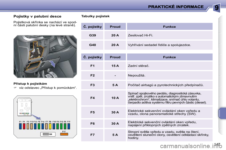 PEUGEOT 207 2010  Návod na použití (in Czech) 147
� � �P�o�j�i�s�t�k�y� �v� �p�a�l�u�b�n�í� �d�e�s�c�e�  
� �P�o�j�i�s�t�k�o�v�á� �s�k9�í�n�k�a� �s�e� �n�a�c�h�á�z�í� �v�e� �s�p�o�d�- 
�n�í� �č�á�s�t�i� �p�a�l�u�b�n�í� �d�e�s�k�y� �(�n�