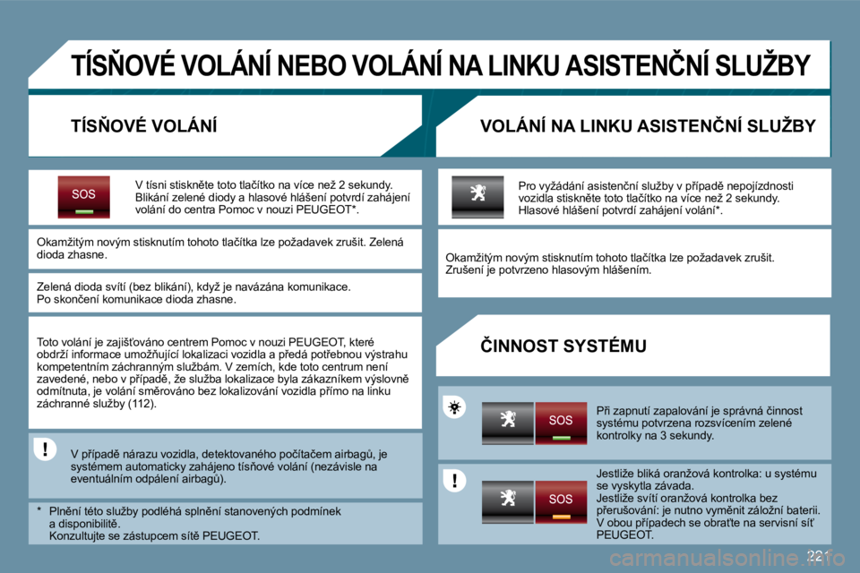 PEUGEOT 207 2010  Návod na použití (in Czech) �2�2�1
�T�Í�S2�O�V�É� �V�O�L�Á�N�Í� �N�E�B�O� �V�O�L�Á�N�Í� �N�A� �L�I�N�K�U� �A�S�I�S�T�E�N�Č�N�Í� �S�L�U�Ž�B�Y� 
� � �T�Í�S2�O�V�É� �V�O�L�Á�N�Í� � � �V�O�L�Á�N�Í� �N�A� �L�I�N�K�U�