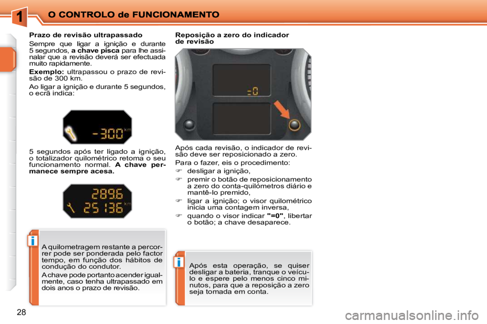 PEUGEOT 207 2009 Manual de utilização (in Portuguese) i
i
28
A quilometragem restante a percor-
rer pode ser ponderada pelo factor
tempo, em função dos hábitos de
condução do condutor.
A chave pode portanto acender igual-
mente, caso te PEUGEOT 207 2009 Manual de utilização (in Portuguese) i
i
28
A quilometragem restante a percor-
rer pode ser ponderada pelo factor
tempo, em função dos hábitos de
condução do condutor.
A chave pode portanto acender igual-
mente, caso te