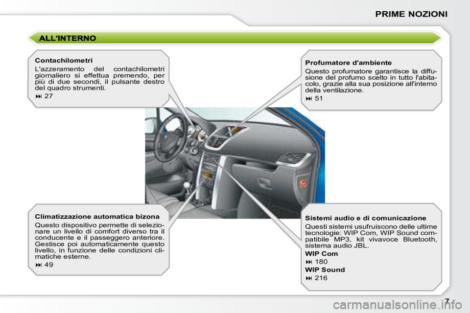 PEUGEOT 207 2008.5  Manuale duso (in Italian) PRIME NOZIONI
  Climatizzazione automatica bizona  
� �Q�u�e�s�t�o� �d�i�s�p�o�s�i�t�i�v�o� �p�e�r�m�e�t�t�e� �d�i� �s�e�l�e�z�i�o�- 
nare  un  livello  di  comfort  diverso  tra  il 
conducente  e  i