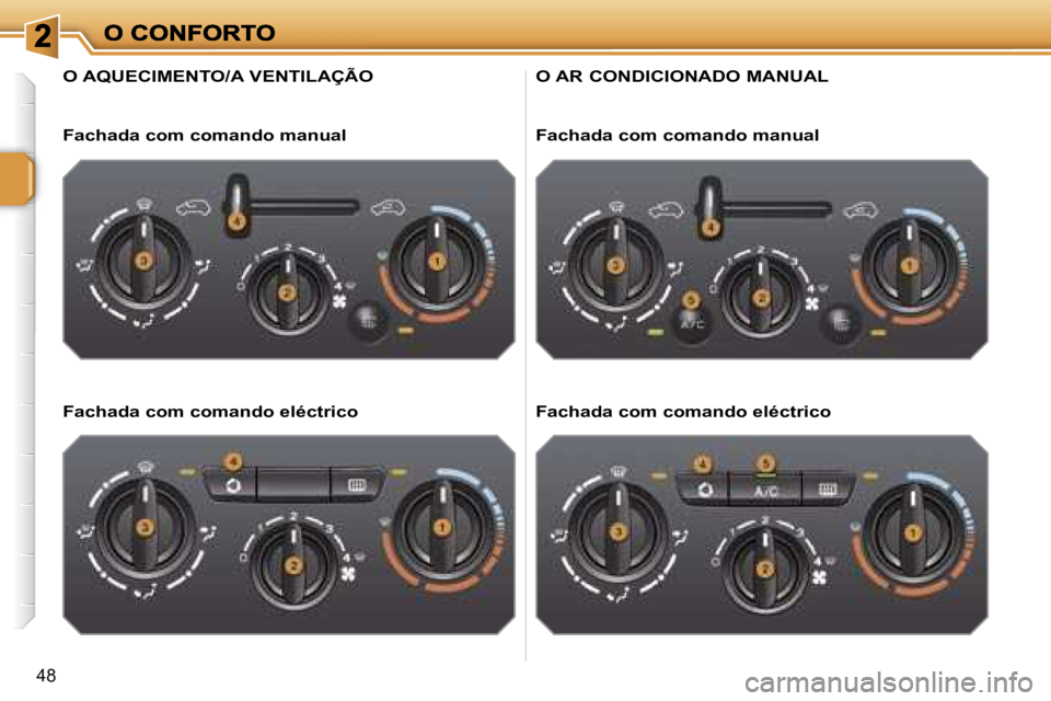 PEUGEOT 207 2007  Manual de utilização (in Portuguese) �4�8
�O� �A�Q�U�E�C�I�M�E�N�T�O�/�A� �V�E�N�T�I�L�A�Ç�Ã�O
�F�a�c�h�a�d�a� �c�o�m� �c�o�m�a�n�d�o� �m�a�n�u�a�l
�F�a�c�h�a�d�a� �c�o�m� �c�o�m�a�n�d�o� �e�l�é�c�t�r�i�c�o
�O� �A�R� �C�O�N�D�I�C�I�O�