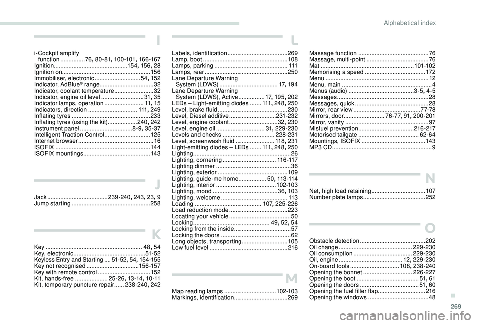PEUGEOT 3008 2018 Owners Manual 269
Massage function ...........................................76
M assage, multi-point ...................................... 76
Mat
......................................................... 10 PEUGEOT 3008 2018 Owners Manual 269
Massage function ...........................................76
M assage, multi-point ...................................... 76
Mat
......................................................... 10