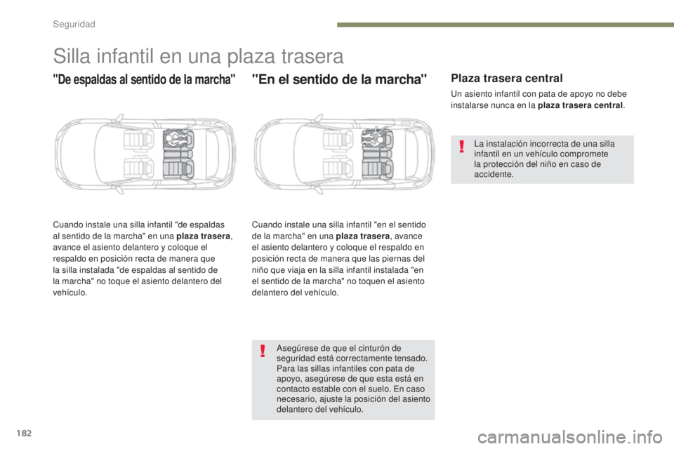PEUGEOT 3008 2017 Manual del propietario (in Spanish) 182
3008-2_es_Chap05_securite_ed01-2016
Silla infantil en una plaza trasera
"De espaldas al sentido de la marcha"
Cuando instale una silla infantil "de espaldas
al sentido de la marcha PEUGEOT 3008 2017 Manual del propietario (in Spanish) 182
3008-2_es_Chap05_securite_ed01-2016
Silla infantil en una plaza trasera
"De espaldas al sentido de la marcha"
Cuando instale una silla infantil "de espaldas
al sentido de la marcha