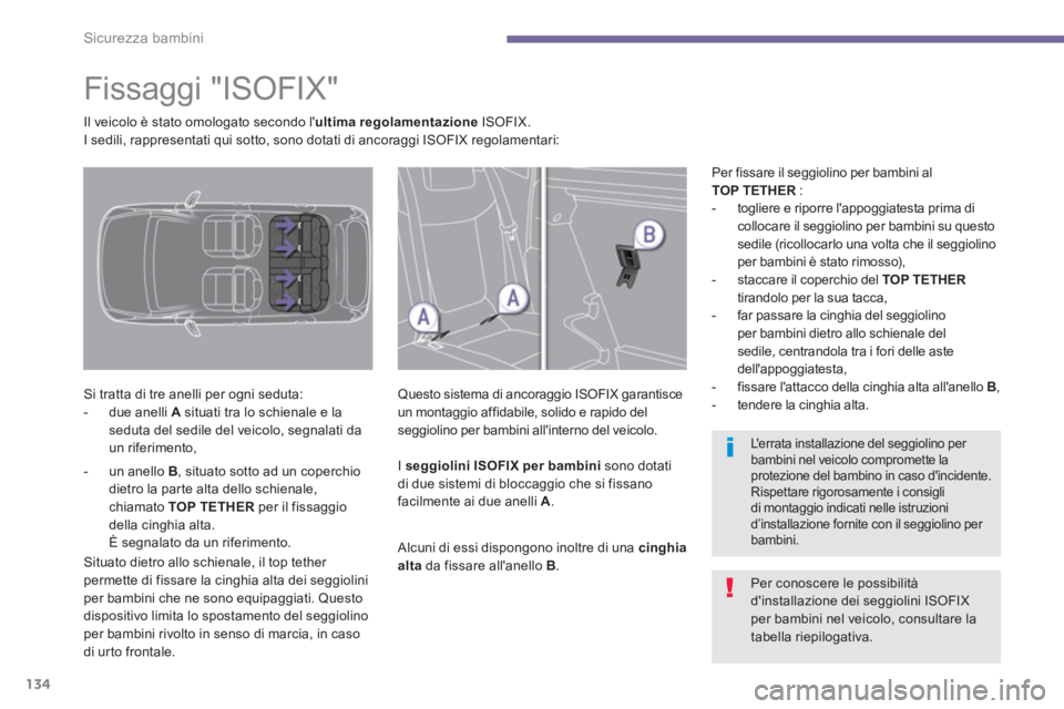 PEUGEOT 3008 2013.5.  Manuale duso (in Italian) Sicurezza bambini
134
   
 
 
 
 
 
 
 
 
 
 
Fissaggi "ISOFIX"  
 
 
Si tratta di tre anelli per ogni seduta: 
   
 
-   due anelli  A 
 situati tra lo schienale e la 
seduta del sedile del veicolo, 