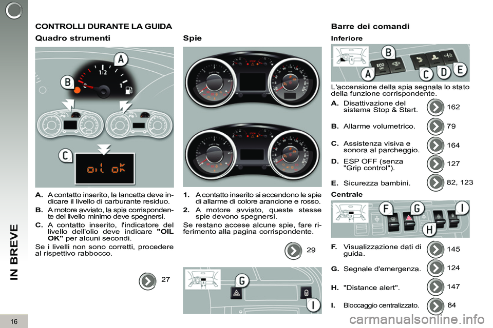 PEUGEOT 3008 2012 Manuale duso (in Italian) 16
IN BREVE
CONTROLLI DURANTE LA GUIDA
Quadro strumenti
A.
A contatto inserito, la lancetta deve in-
dicare il livello di carburante residuo.
B.
A motore avviato, la spia corr PEUGEOT 3008 2012 Manuale duso (in Italian) 16
IN BREVE
CONTROLLI DURANTE LA GUIDA
Quadro strumenti
A.
A contatto inserito, la lancetta deve in-
dicare il livello di carburante residuo.
B.
A motore avviato, la spia corr
