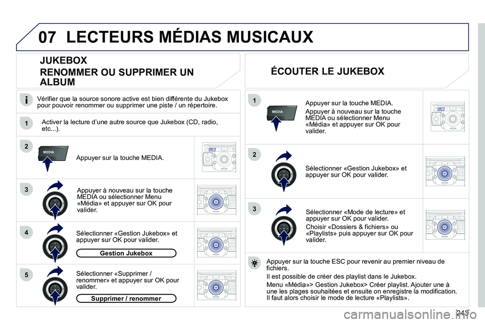 PEUGEOT 3008 2011.5 Manuel du propriétaire (in French) 243
07
1
4
1
2
3
MEDIA2
3
5
MEDIA
2ABC3DEF5JKL4GHI6MNO8TUV7PQRS9WXYZ0*#
1RADIO MEDIANAV ESC TRAFFIC
SETUPADDR
BOOK
2ABC3DEF5JKL4GHI6MNO8TUV7PQRS9WXYZ0*#
1RADIO MEDIANAV ESC TRAFFIC
SETUPADDR
BOOK
2ABC PEUGEOT 3008 2011.5 Manuel du propriétaire (in French) 243
07
1
4
1
2
3
MEDIA2
3
5
MEDIA
2ABC3DEF5JKL4GHI6MNO8TUV7PQRS9WXYZ0*#
1RADIO MEDIANAV ESC TRAFFIC
SETUPADDR
BOOK
2ABC3DEF5JKL4GHI6MNO8TUV7PQRS9WXYZ0*#
1RADIO MEDIANAV ESC TRAFFIC
SETUPADDR
BOOK
2ABC