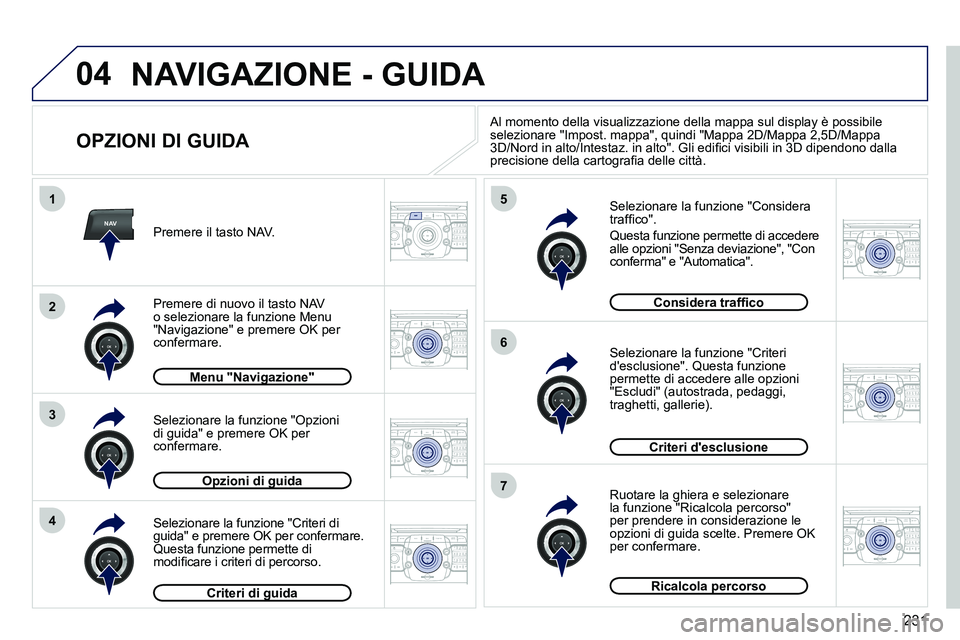 PEUGEOT 3008 2011.5  Manuale duso (in Italian) 231
04
NAV
1
3
4
5
6
7
2
2ABC3DEF5JKL4GHI6MNO8TUV7PQRS9WXYZ0*#
1RADIO MEDIANAV ESC TRAFFIC
SETUPADDR
BOOK
2ABC3DEF5JKL4GHI6MNO8TUV7PQRS9WXYZ0*#
1RADIO MEDIANAV ESC TRAFFIC
SETUPADDR
BOOK
2ABC3DEF5JKL4