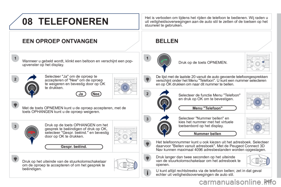 PEUGEOT 3008 2011.5  Instructieboekje (in Dutch) 249
08
2
3
1
3
22ABC3DEF5JKL4GHI6MNO8TUV7PQRS9WXYZ0*#
1RADIO MEDIANAV ESC TRAFFIC
SETUPADDR
BOOK
2ABC3DEF5JKL4GHI6MNO8TUV7PQRS9WXYZ0*#
1RADIO MEDIANAV ESC TRAFFIC
SETUPADDR
BOOK
2ABC3DEF5JKL4GHI6MNO8T