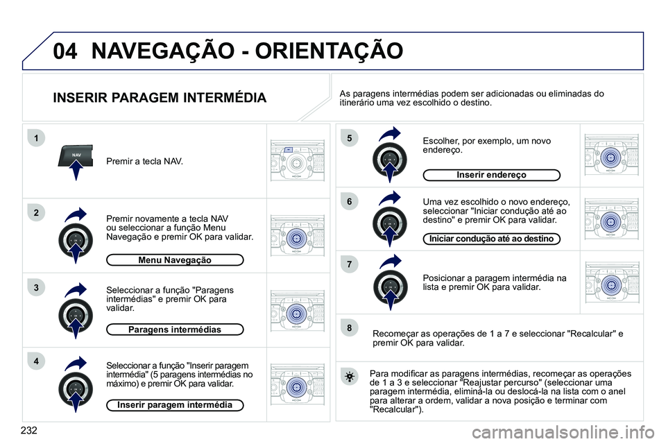 PEUGEOT 3008 2011.5 Manual de utilização (in Portuguese) 232
04
NAV
1
3
4
5
6
7
2
8
2ABC3DEF5JKL4GHI6MNO8TUV7PQRS9WXYZ0*#
1RADIO MEDIANAV ESC TRAFFIC
SETUPADDR
BOOK
2ABC3DEF5JKL4GHI6MNO8TUV7PQRS9WXYZ0*#
1RADIO MEDIANAV ESC TRAFFIC
SETUPADDR
BOOK
2ABC3DEF5JK PEUGEOT 3008 2011.5 Manual de utilização (in Portuguese) 232
04
NAV
1
3
4
5
6
7
2
8
2ABC3DEF5JKL4GHI6MNO8TUV7PQRS9WXYZ0*#
1RADIO MEDIANAV ESC TRAFFIC
SETUPADDR
BOOK
2ABC3DEF5JKL4GHI6MNO8TUV7PQRS9WXYZ0*#
1RADIO MEDIANAV ESC TRAFFIC
SETUPADDR
BOOK
2ABC3DEF5JK