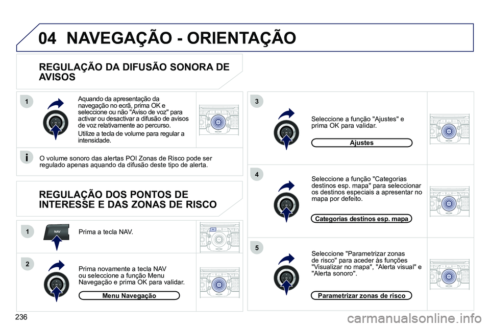 PEUGEOT 3008 2011.5 Manual de utilização (in Portuguese) 236
NAV
13
4
5
1
2
04
2ABC3DEF5JKL4GHI6MNO8TUV7PQRS9WXYZ0*#
1RADIO MEDIANAV ESC TRAFFIC
SETUPADDR
BOOK
2ABC3DEF5JKL4GHI6MNO8TUV7PQRS9WXYZ0*#
1RADIO MEDIANAV ESC TRAFFIC
SETUPADDR
BOOK
2ABC3DEF5JKL4GHI PEUGEOT 3008 2011.5 Manual de utilização (in Portuguese) 236
NAV
13
4
5
1
2
04
2ABC3DEF5JKL4GHI6MNO8TUV7PQRS9WXYZ0*#
1RADIO MEDIANAV ESC TRAFFIC
SETUPADDR
BOOK
2ABC3DEF5JKL4GHI6MNO8TUV7PQRS9WXYZ0*#
1RADIO MEDIANAV ESC TRAFFIC
SETUPADDR
BOOK
2ABC3DEF5JKL4GHI