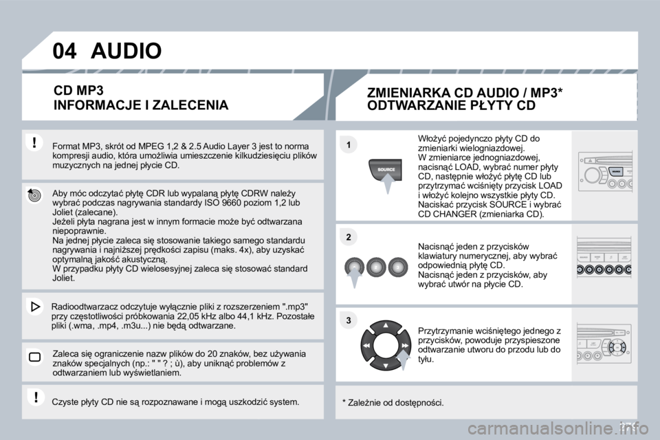 PEUGEOT 3008 2010  Instrukcja obsługi (in Polish) 279
�0�4
�1�1
�2�2
�3�3
� � �F�o�r�m�a�t� �M�P�3�,� �s�k�r�ó�t� �o�d� �M�P�E�G� �1�,�2� �&� �2�.�5� �A�u�d�i�o� �L�a�y�e�r� �3� �j�e�s�t� �t�o� �n�o�r�m�a� � � �F�o�r�m�a�t� �M�P�3�,� �s�k�r�ó�t� �o