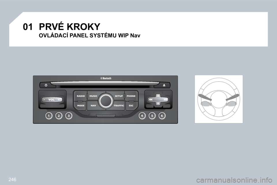 PEUGEOT 3008 2009.5.  Návod na použitie (in Slovakian) 246
01 PRVÉ KROKY 
  OVLÁDACÍ PANEL SYSTÉMU WIP Nav      