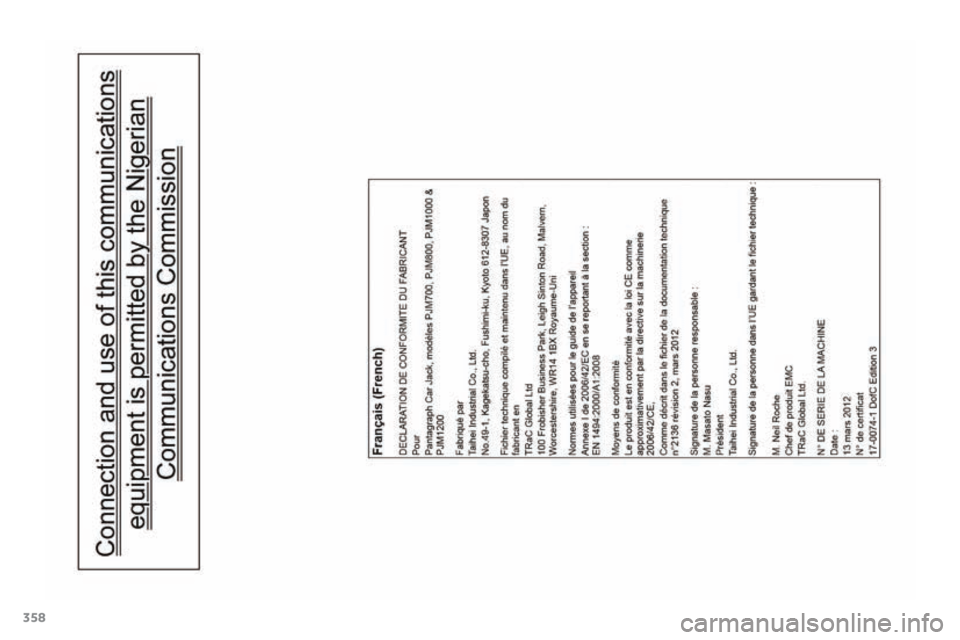 PEUGEOT 4008 2015  Brugsanvisning (in Danish) 358
4008_da_Chap12_certificats_ed01-2016  