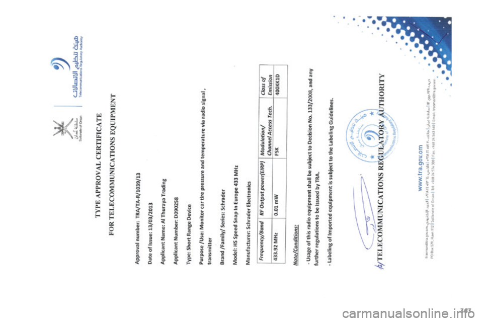 PEUGEOT 4008 2015  Betriebsanleitungen (in German) 363
4008_de_Chap12_certificats_ed01-2016  