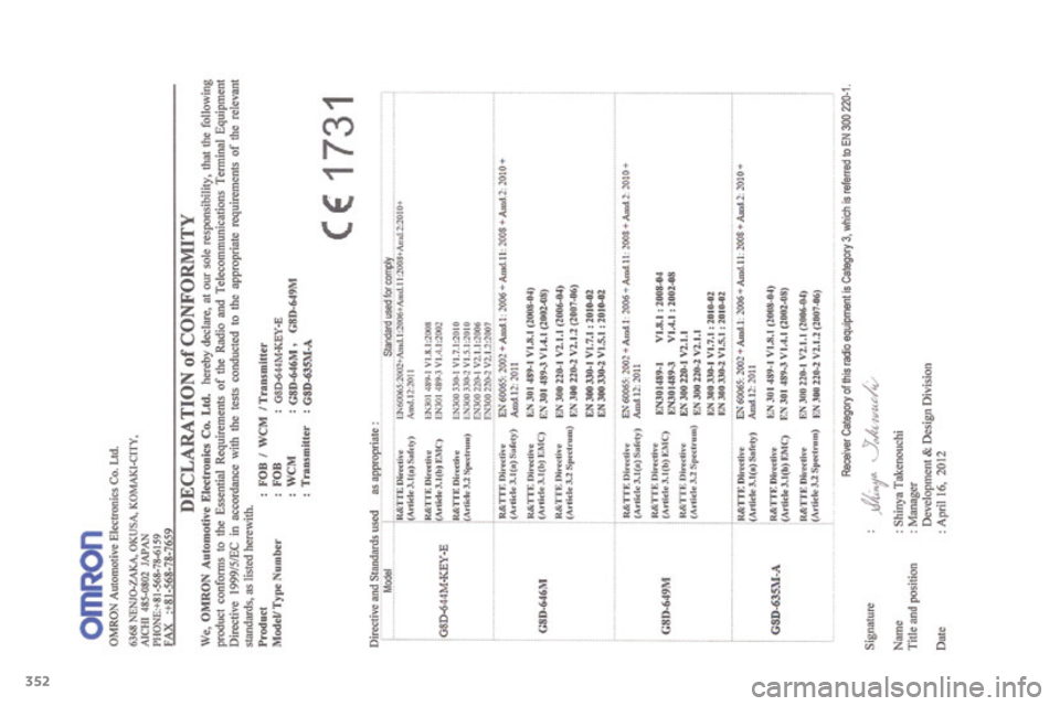 PEUGEOT 4008 2017  Manual del propietario (in Spanish) 352
4008_es_Chap12_certificats_ed01-2016  