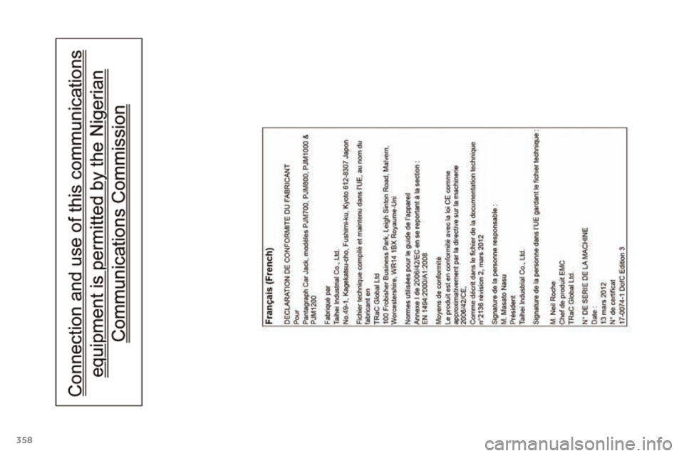 PEUGEOT 4008 2017  Manual del propietario (in Spanish) 358
4008_es_Chap12_certificats_ed01-2016  