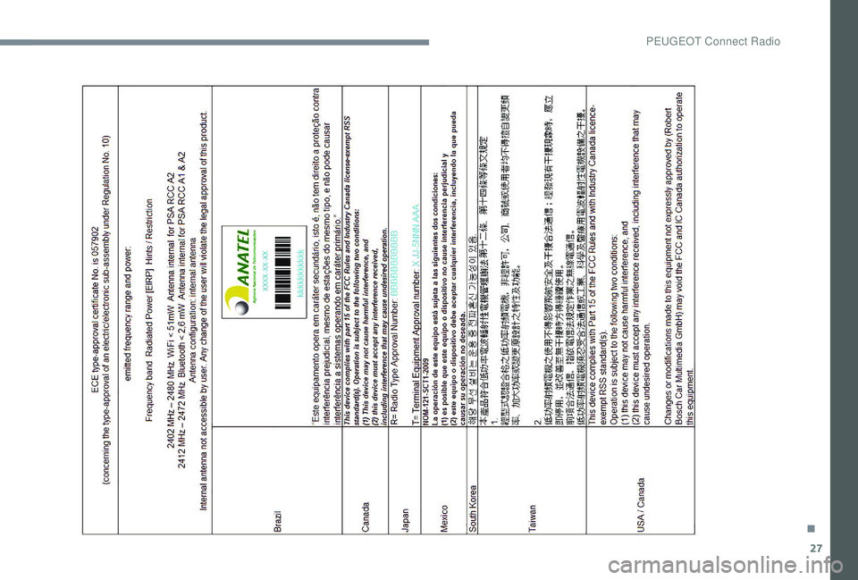 PEUGEOT 5008 2017  Manual del propietario (in Spanish) 27
. 
P  
