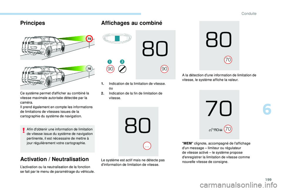 PEUGEOT 5008 2017 Manuel du propriétaire (in French) 199
Principes
Afin d'obtenir une information de limitation
de vitesse issue du système de navigation
pertinente, il est nécessaire de mettre à
jour régulièrement votre cartographie.
Activa PEUGEOT 5008 2017 Manuel du propriétaire (in French) 199
Principes
Afin d'obtenir une information de limitation
de vitesse issue du système de navigation
pertinente, il est nécessaire de mettre à
jour régulièrement votre cartographie.
Activa