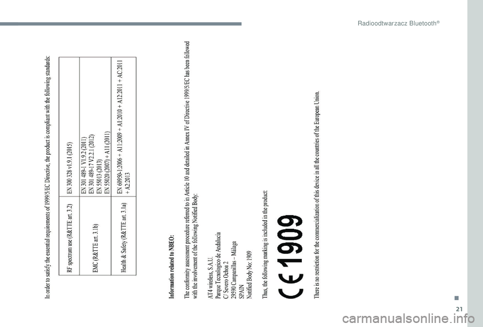 PEUGEOT 5008 2017  Instrukcja obsługi (in Polish) 21
. 
R\256  