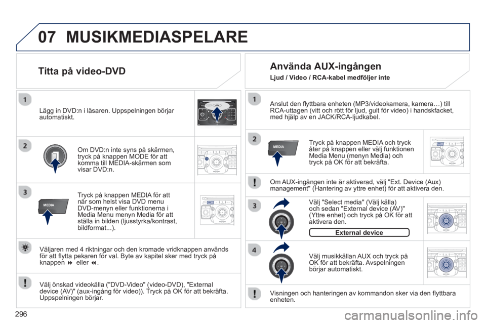 PEUGEOT 5008 2014  Bruksanvisningar (in Swedish) 296
07
MEDIA
2ABC3DEF5JKL4GHI6MNO8TUV7PQRS9WXYZ0*#
1RADIO MEDIANAV ESC TRAFFIC
SETUPADDR
BOOK
MEDIA
2ABC3DEF5JKL4GHI6MNO8TUV7PQRS9WXYZ0*#
1RADIO MEDIANAV TRAFFIC
SETUPADDR
BOOK
2ABC3DEF5JKL4GHI6MNO8TU