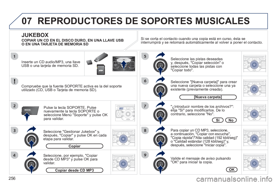 PEUGEOT 5008 2013  Manual del propietario (in Spanish) 256
07
MEDIA
2ABC3DEF5JKL4GHI6MNO8TUV7PQRS9WXYZ0*#
1RADIO MEDIANAV ESC TRAFFIC
SETUPADDR
BOOK
2ABC3DEF5JKL4GHI6MNO8TUV7PQRS9WXYZ0*#
1RADIO MEDIANAV TRAFFIC
SETUPADDR
BOOK
2ABC3DEF5JKL4GHI6MNO8TUV7PQRS