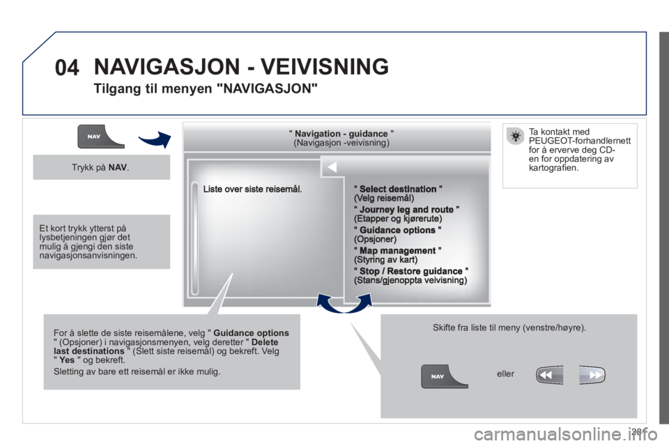 PEUGEOT 5008 2013  Instruksjoner for bruk (in Norwegian) 281
04
""""""""""""ggggggggggNavigation  guidanceNavigation guidanceNavigation guidanceNavigation guidanceNavigation guidanceNavigation - guidanceNavigation - guidanceNavigation - guidanceNavigation -
