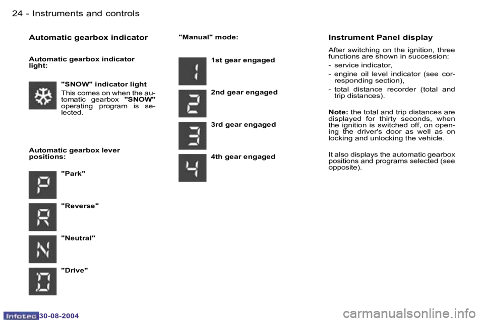 PEUGEOT 807 2004.5  Owners Manual �I�n�s�t�r�u�m�e�n�t�s� �a�n�d� �c�o�n�t�r�o�l�s�2�4 �-
�3�0�-�0�8�-�2�0�0�4
�2�5�I�n�s�t�r�u�m�e�n�t�s� �a�n�d� �c�o�n�t�r�o�l�s�-
�3�0�-�0�8�-�2�0�0�4
�"�S�N�O�W�"� �i�n�d�i�c�a�t�o�r� �l�i�