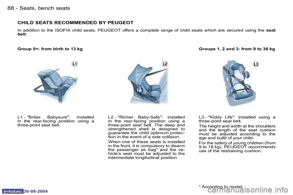 PEUGEOT 807 2004.5  Owners Manual �S�e�a�t�s�,� �b�e�n�c�h� �s�e�a�t�s�8�8 �-
�3�0�-�0�8�-�2�0�0�4
�8�9�S�e�a�t�s�,� �b�e�n�c�h� �s�e�a�t�s�-
�3�0�-�0�8�-�2�0�0�4
�C�H�I�L�D� �S�E�A�T�S� �R�E�C�O�M�M�E�N�D�E�D� �B�Y� �P�E�U�G�E�O�T
�I