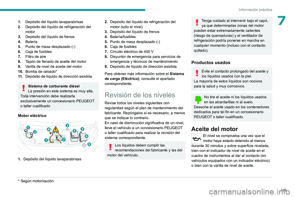PEUGEOT EXPERT 2023 Manual del propietario (in Spanish) 209
Información práctica
71.Depósito del líquido lavaparabrisas
2. Depósito del líquido de refrigeración del
motor
3. Depósito del líquido de frenos
4. Batería
5. Punto de masa desplazado ( PEUGEOT EXPERT 2023 Manual del propietario (in Spanish) 209
Información práctica
71.Depósito del líquido lavaparabrisas
2. Depósito del líquido de refrigeración del
motor
3. Depósito del líquido de frenos
4. Batería
5. Punto de masa desplazado (