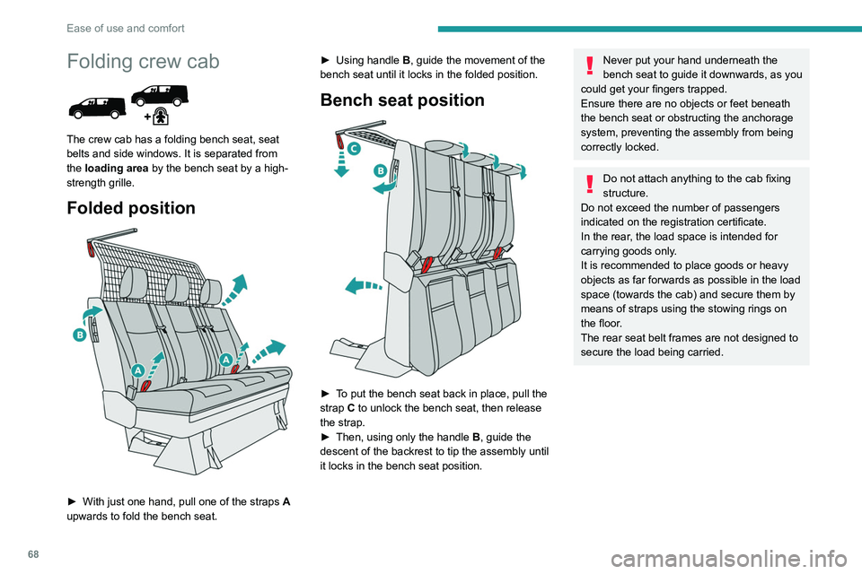 PEUGEOT EXPERT 2021 Owners Manual 68
Ease of use and comfort
Interior fittings
Mats
Fitting
When fitting it on the driver's side, only use the
mountings present on the carpet.
The other mats are simply laid over the carpet.
Re PEUGEOT EXPERT 2021 Owners Manual 68
Ease of use and comfort
Interior fittings
Mats
Fitting
When fitting it on the driver's side, only use the
mountings present on the carpet.
The other mats are simply laid over the carpet.
Re