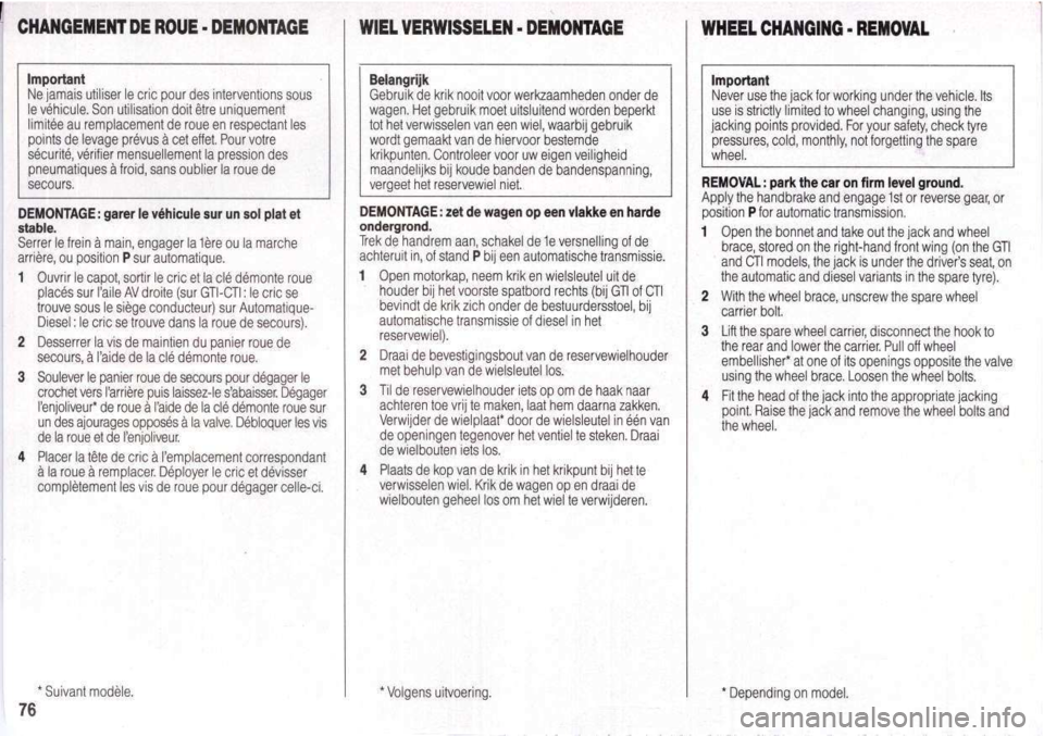 Peugeot 205 Dag 1998.5  Owners Manual 