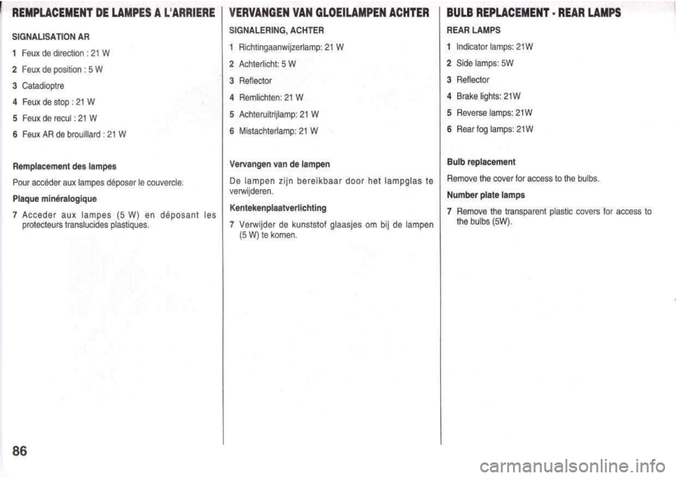 Peugeot 205 Dag 1998.5  Owners Manual 