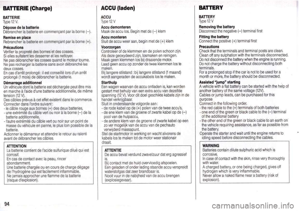 Peugeot 205 Dag 1998.5  Owners Manual 