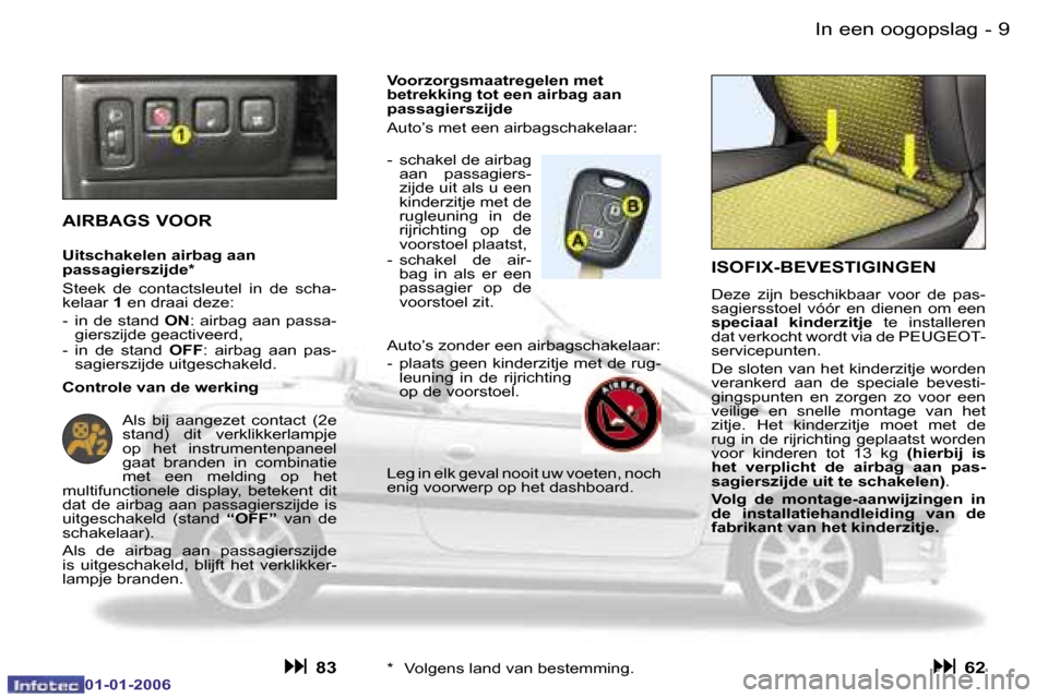 Peugeot 206 CC 2006  Handleiding (in Dutch) �9
�-�I�n� �e�e�n� �o�o�g�o�p�s�l�a�g
�0�1�-�0�1�-�2�0�0�6
�I�S�O�F�I�X�-�B�E�V�E�S�T�I�G�I�N�G�E�N
�D�e�z�e�  �z�i�j�n�  �b�e�s�c�h�i�k�b�a�a�r�  �v�o�o�r�  �d�e�  �p�a�s�- 
�s�a�g�i�e�r�s�s�t�o�e�l�