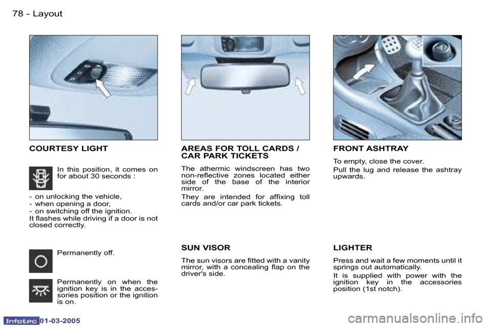 Peugeot 206 CC 2005  Owners Manual �7�8 �-�L�a�y�o�u�t
�0�1�-�0�3�-�2�0�0�5
�7�9
�-�L�a�y�o�u�t
�0�1�-�0�3�-�2�0�0�5
�C�O�U�R�T�E�S�Y� �L�I�G�H�T
�L�I�G�H�T�E�R� 
�P�r�e�s�s� �a�n�d� �w�a�i�t� �a� �f�e�w� �m�o�m�e�n�t�s� �u�n�t�i�l� �i