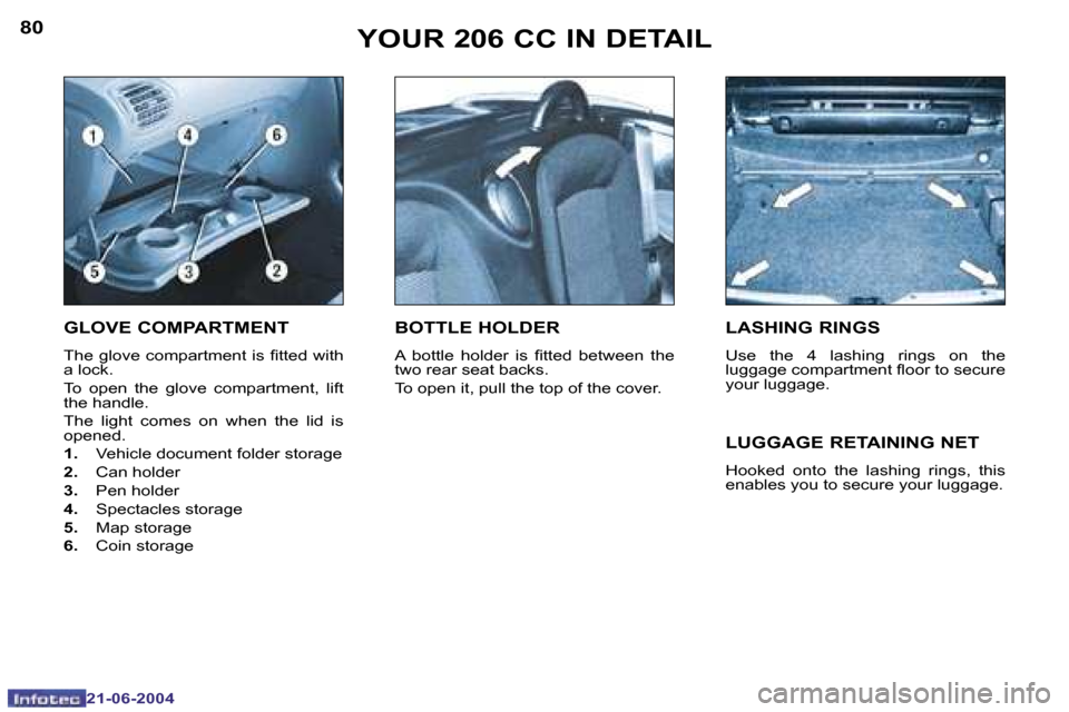 Peugeot 206 CC 2004  Owners Manual �8�0
�2�1�-�0�6�-�2�0�0�4
�8�1
�2�1�-�0�6�-�2�0�0�4
�Y�O�U�R� �2�0�6� �C�C� �I�N� �D�E�T�A�I�L
�G�L�O�V�E� �C�O�M�P�A�R�T�M�E�N�T� 
�T�h�e� �g�l�o�v�e� �c�o�m�p�a�r�t�m�e�n�t� �i�s� �i�t�t�e�d� �w�i�t