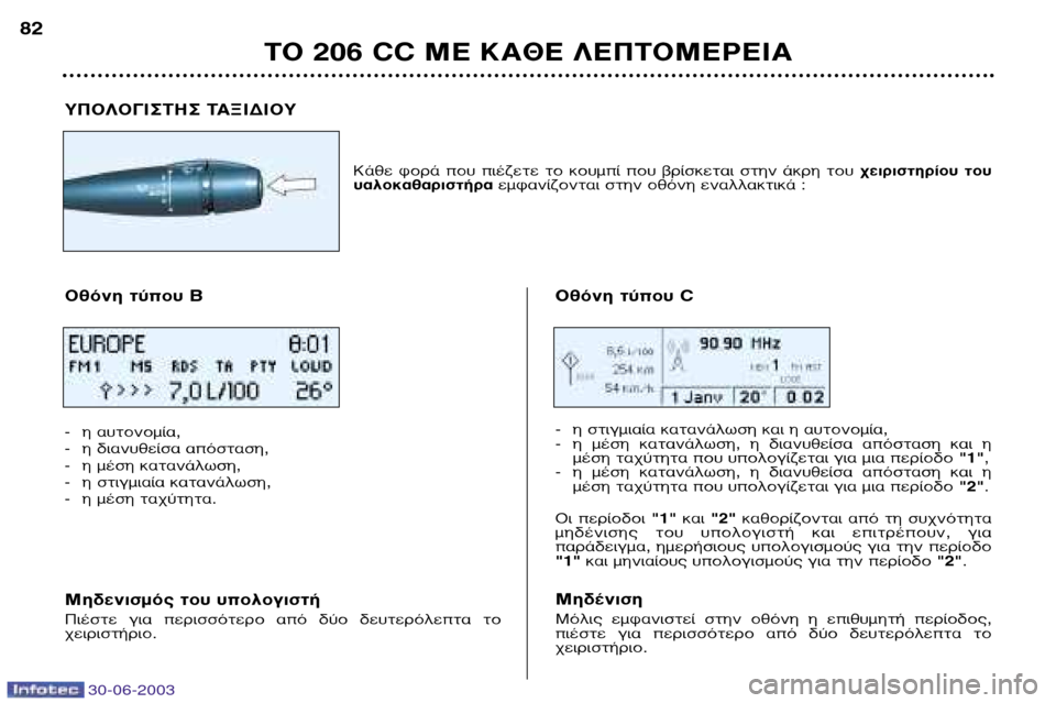 Peugeot 206 CC 2003  Εγχειρίδιο χρήσης (in Greek) 30-06-2003
∆√ 206 CC ª∂ ∫∞£∂ §∂¶∆√ª∂ƒ∂π∞
82
À¶√§√°π™∆∏™ ∆∞•π¢π√À
∫¿ıÂ  ÊÔÚ¿  Ô˘  È¤˙ÂÙÂ  ÙÔ  ÎÔ˘Ì›  Ô