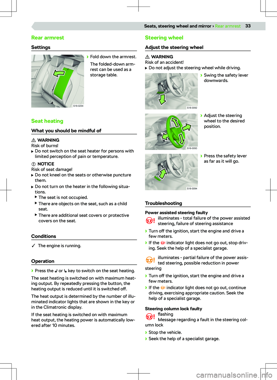 SKODA KAMIQ 2020  Owner´s Manual Rear armrestSettings
