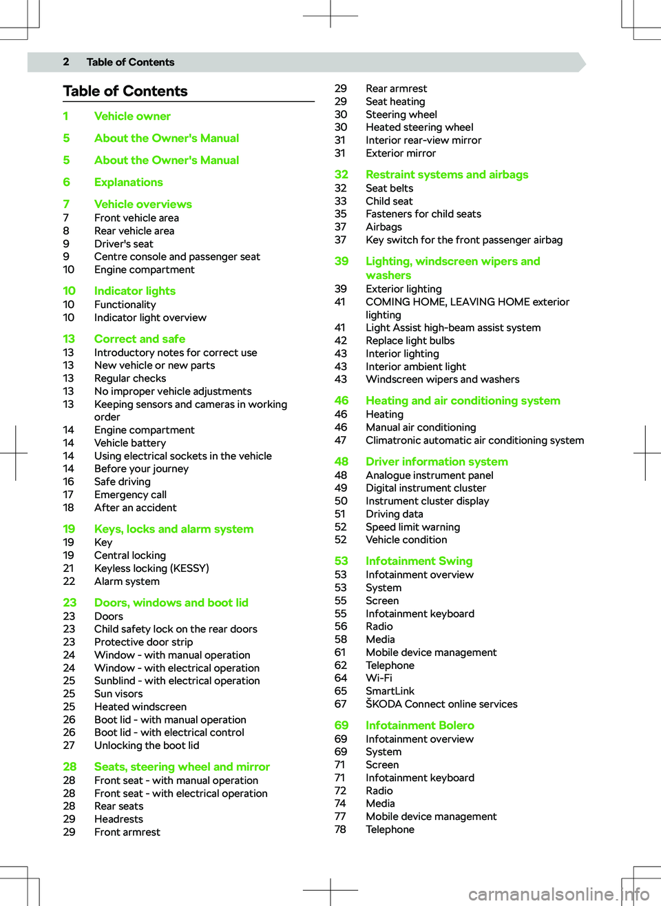 SKODA KAMIQ 2019  Owner´s Manual Table of Contents1Vehicle owner5About the Owner