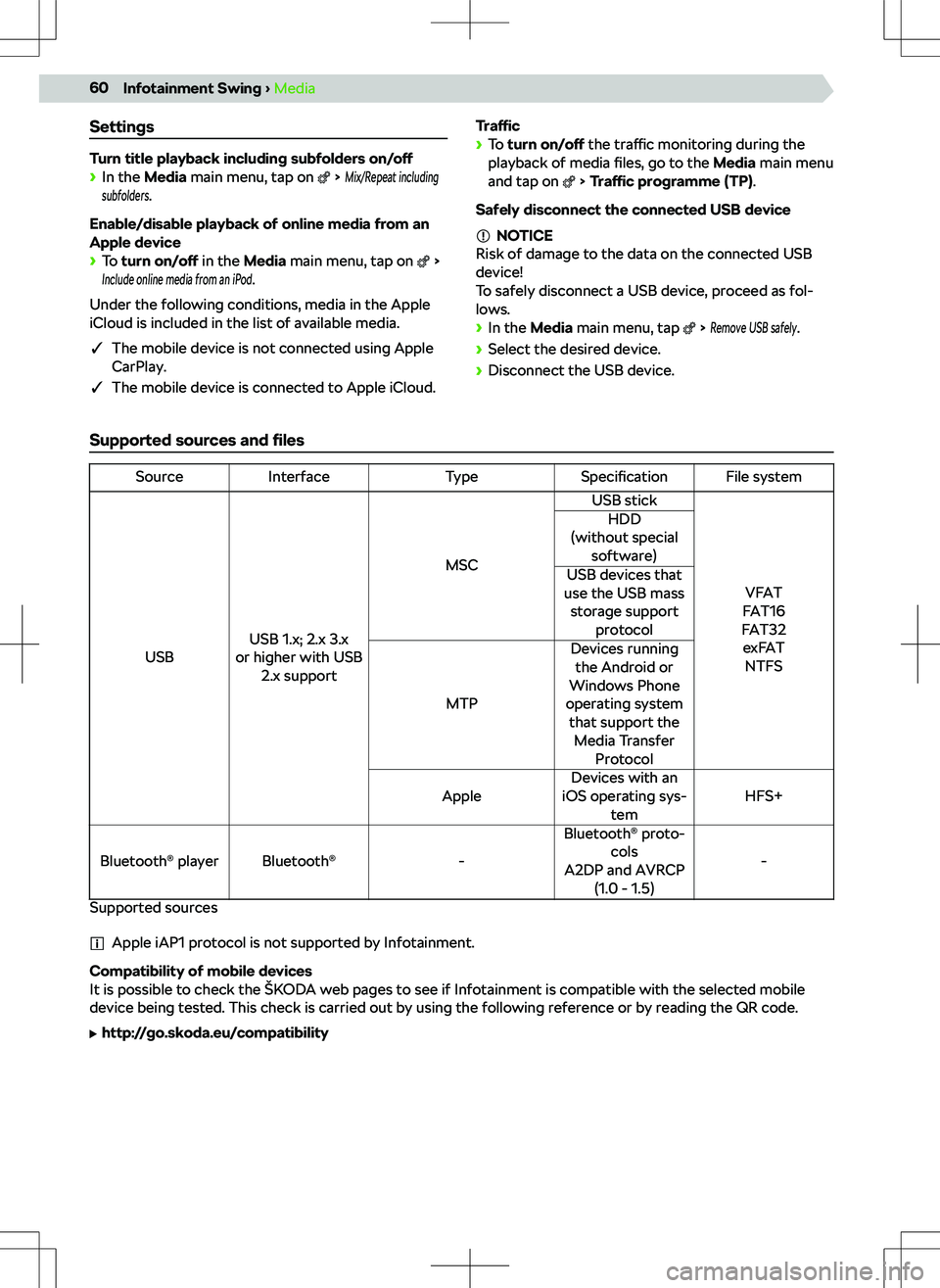 SKODA SCALA 2019  Owner´s Manual Settings
Turn title playback including subfolders on/off
