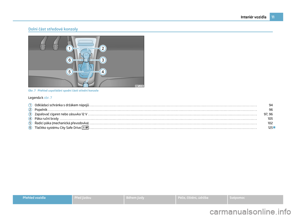 SKODA CITIGO 2011 1.G Owners Manual Dolní část středové konzoly
Obr. 7 Přehled uspořádání spodní části střední konzole
Legenda k obr. 7
Odkládací schránka s držákem nápojů . . . . . . . . . . . . . . . . . . . . SKODA CITIGO 2011 1.G Owners Manual Dolní část středové konzoly
Obr. 7 Přehled uspořádání spodní části střední konzole
Legenda k obr. 7
Odkládací schránka s držákem nápojů . . . . . . . . . . . . . . . . . . . .