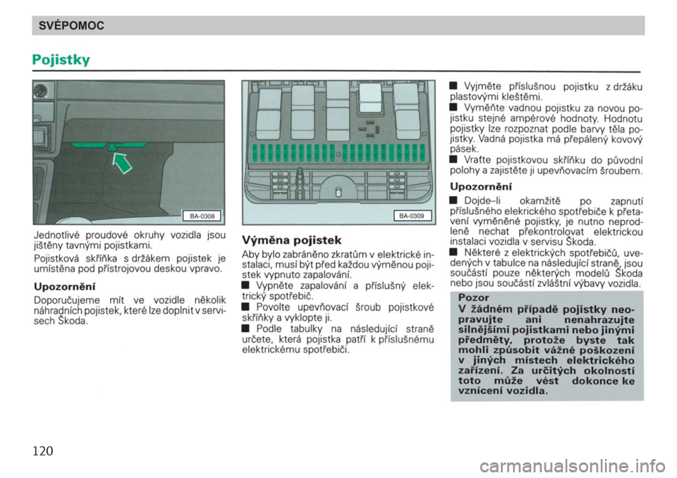 SKODA FELICIA 2000 1.G / (6U1) Owners Manual 120SVÉPOMOC 