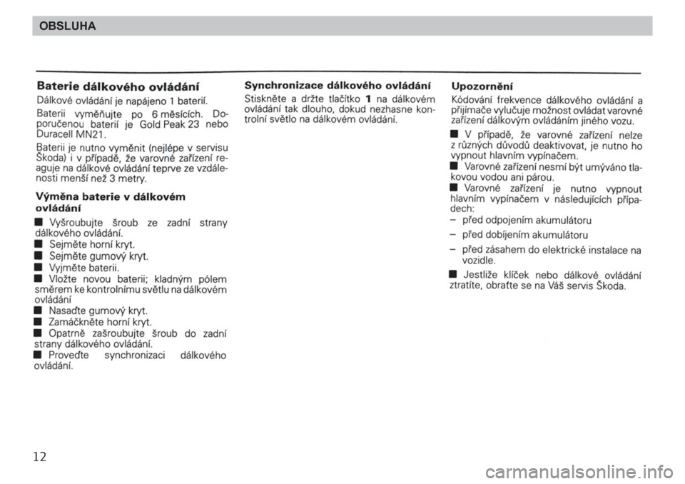 SKODA FELICIA 2000 1.G / (6U1) Owners Manual 12OBSLUHA 