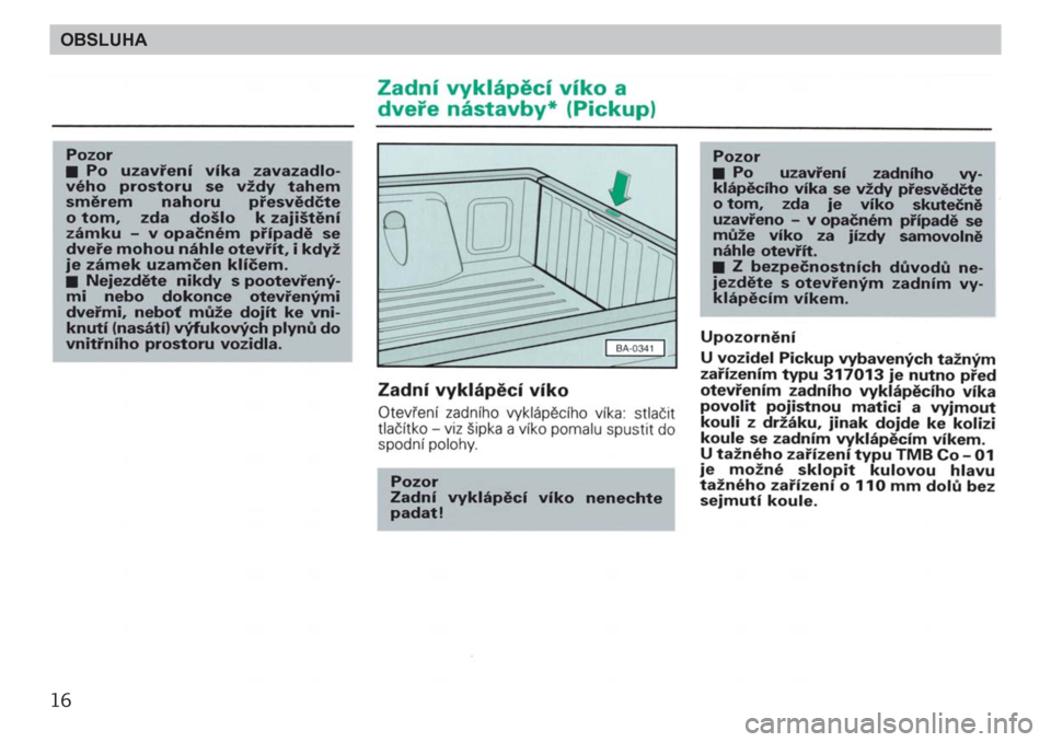 SKODA FELICIA 2000 1.G / (6U1) Owners Manual 16OBSLUHA 