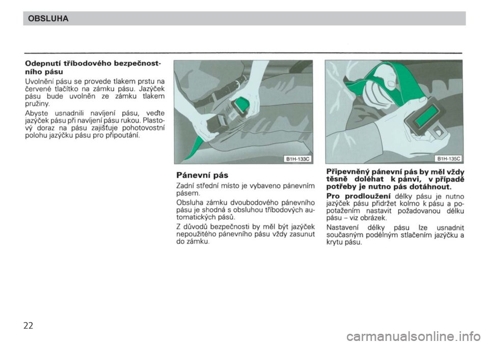 SKODA FELICIA 2000 1.G / (6U1) Owners Manual 22OBSLUHA 