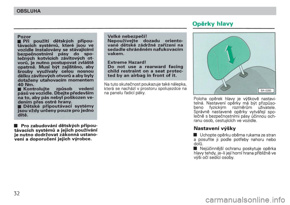 SKODA FELICIA 2000 1.G / (6U1) Owners Manual 32OBSLUHA 