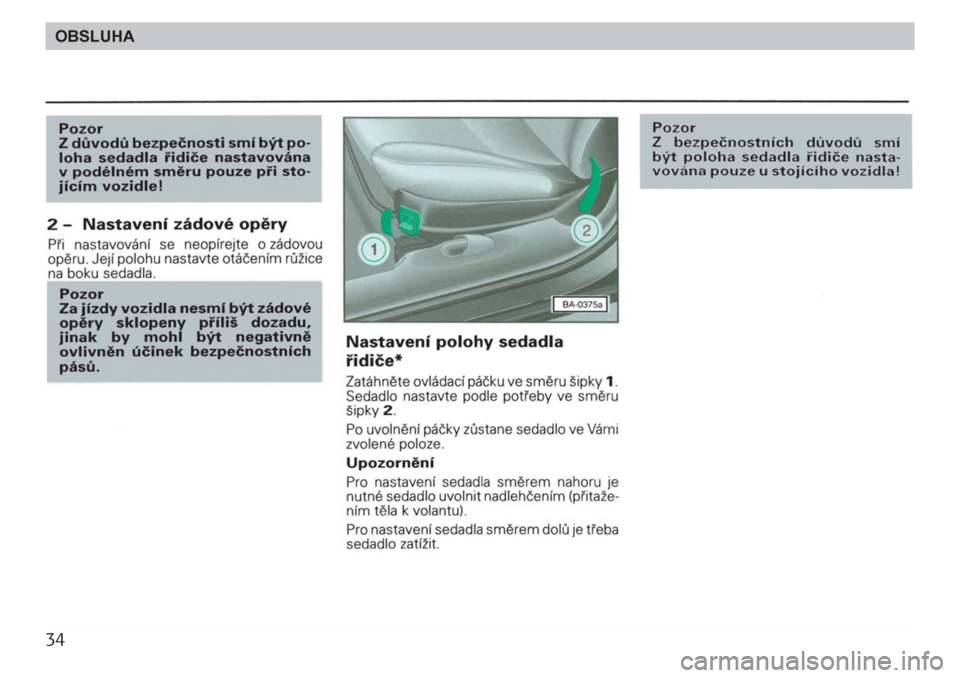 SKODA FELICIA 2000 1.G / (6U1) Owners Manual 34OBSLUHA 